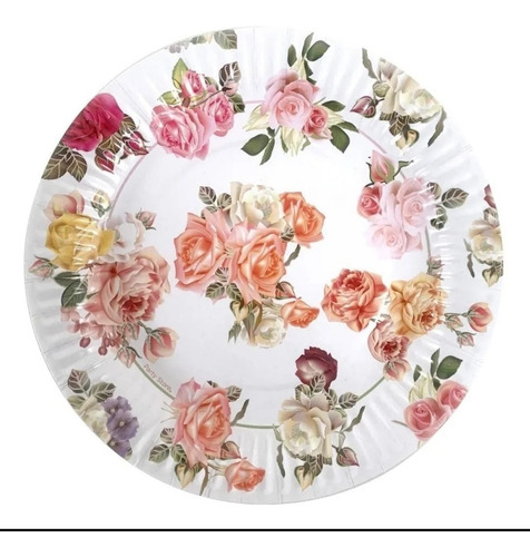Imagen 1 de 6 de Plato De Polipapel 17cm Vintage Flores Chic X 12 Uni