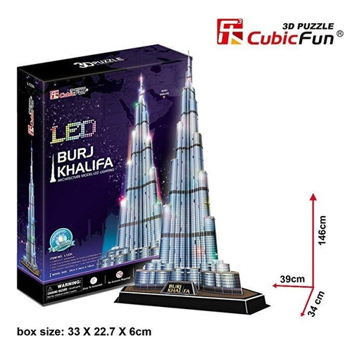 Puzzle 3d Burj Khalifa Con Luces Led Cubicfun L133h
