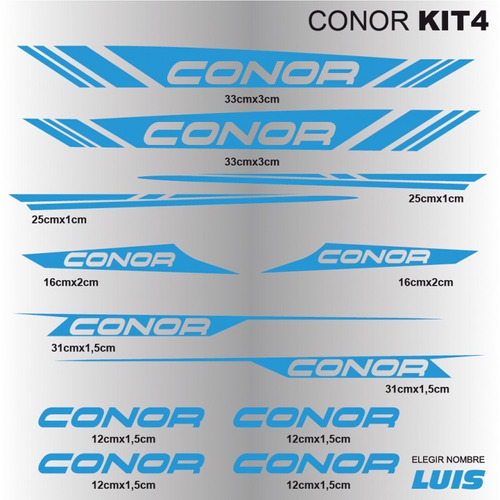 Conor Kit4 Sticker Calcomania Para Cuadro De Bicicleta
