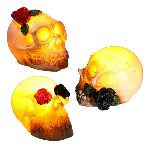 3 Piezas Luces De Noche Calavera Halloween Día Muertos