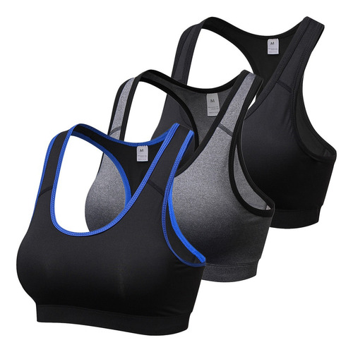 Pack De 3 Sujetadores Acolchados Para Mujer, Gimnasio, Fitne