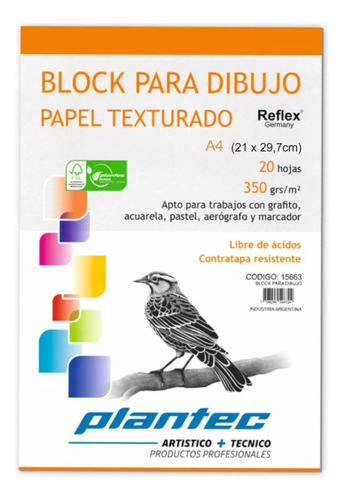 10 Blocks Para Dibujo A4 Plantec 20 Hojas 350grs