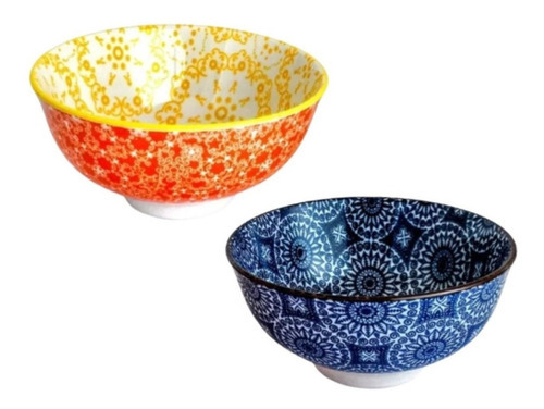 Mesas de mandalas de cerámica marroquí de colores esmerilados de 4 cuencos