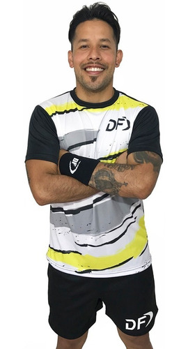 Imagen 3 de 5 de Remera Amarilla + Short Conjunto Deportivo Padel Tenis