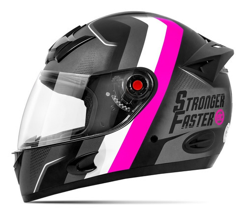 Capacete De Moto Feminino Etceter Stronger Faster Fosco Cor Cinza/Rosa Tamanho do capacete 62