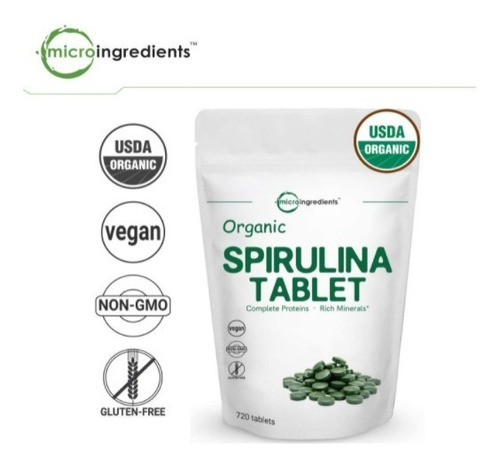 Espirulina Orgánica Pura 3000mg Por Porción, 720 Tabletas