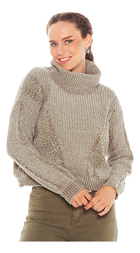 Sweater Wados Con Trenzas Cuello Alto Manga Larga Solido
