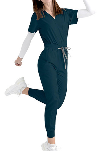 Conjunto Médico Elegante Con Cuello En V Y Pantalones Para