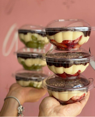 100 Un Embalagem 250ml Bolo De Pote C Tampa Descartável G680