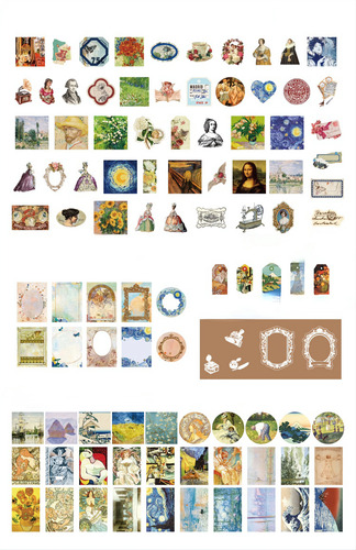Set Sobre 200 Papeles Y Stickers Exhibición De Arte Scrap