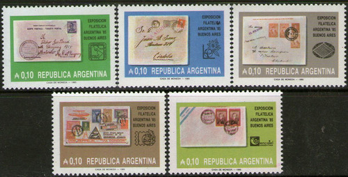 Argentina Serie X 5 Sellos Exposición Filatélica Año 1985