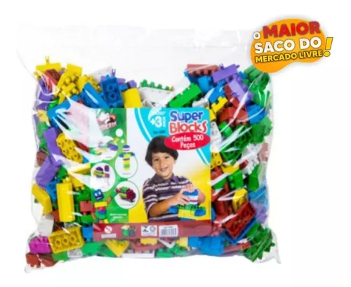 Brinquedo Blocos De Montar Infantil Bolsa 500 Peças Encaixe