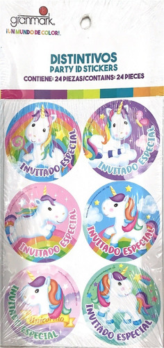 Distintivo Sticker Unicornio Bebe Fiesta C/24pz 0uni0