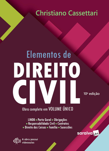 Elementos de Direito Civil - 10ª edição 2022, de Cassettari, Christiano. Editora Saraiva Educação S. A., capa mole em português, 2022