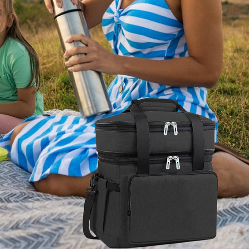 Bolsa De Refrigerador Isolado 18l Saco Térmico De Preto
