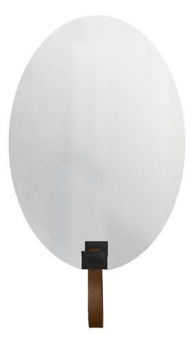 Espelho Funcional Hook Preto Com Corino Caramelo 60x40cm