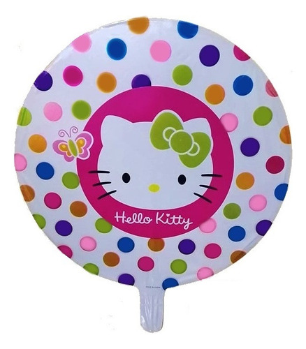 Pack 12 Globos Metálicos Hello Kitty Con Varillas 45 Cm