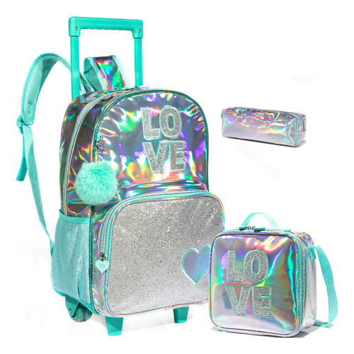 Mochila Rodante Para Niñas Cute Mirror Rolling Backpacks