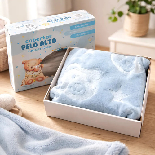 Cobertor Infantil Antialérgico Bebê Manta Luxo Menino Menina Cor Azul Bebe