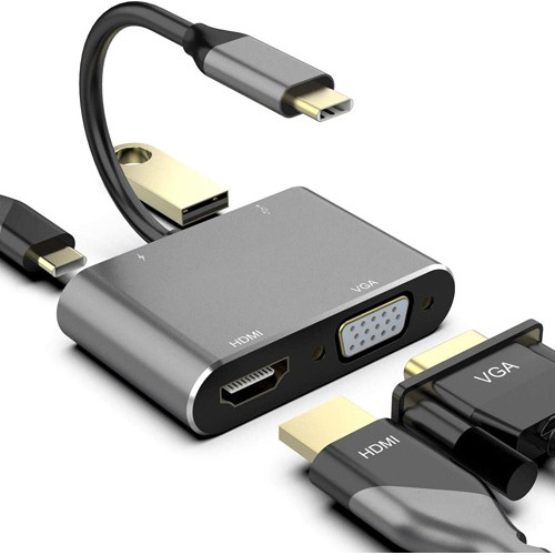 Adaptador Usb-c 3.1 Tipo C A Hdmi 4k Y Vga 2 En 1 Cable