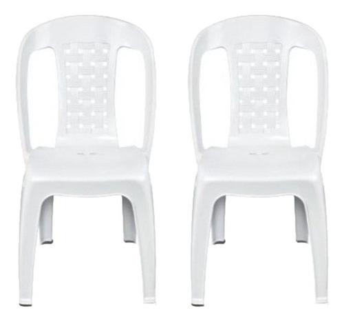 Kit 2 Cadeiras Plástica Branca Bistrô P/até 154kg Resistente