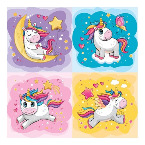 Puzzle De Cartón X4, 43 Piezas Unicornios