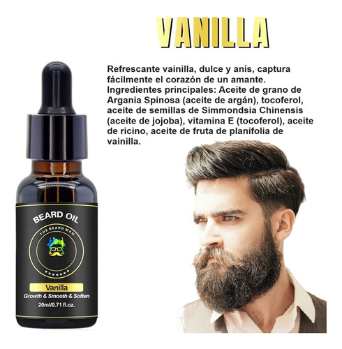 1 Aceite Engrosador Suavidad Barba Beard Oil Vainilla 