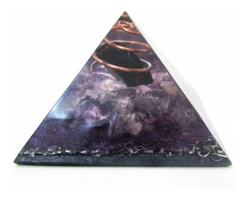 Orgonite Pirâmide Transmutação - Ametista E Turmalina Negra