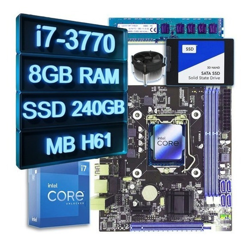 Kit Upgrade I7-3770 + Cooler+ M.board H61 Gigabit + Memoria 