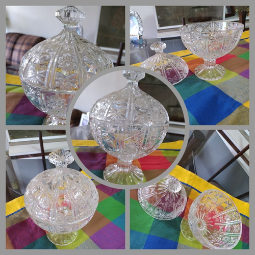 Imagen 2 de 7 de Bombonera Con Tapa De Cristal De Bohemia. Bellísima! Única!