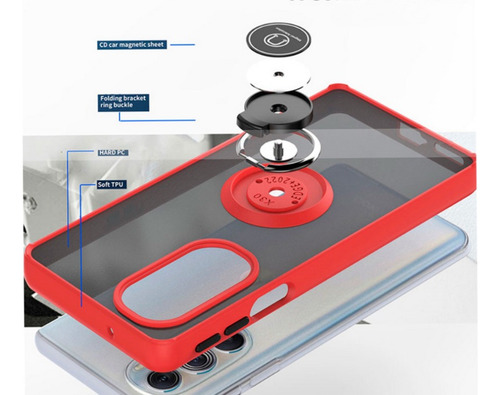 Funda Para Poco M5 Uso Rudo Anticaidas Con Anillo Rojo M5