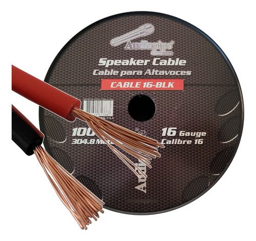 Cable Parlante Bipolar 2x0,8mm2 Rojo Negro Audiopipe X 20mts