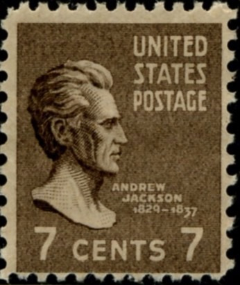 Sello  United States Postage Andrew Jackson 7 Cent 1938