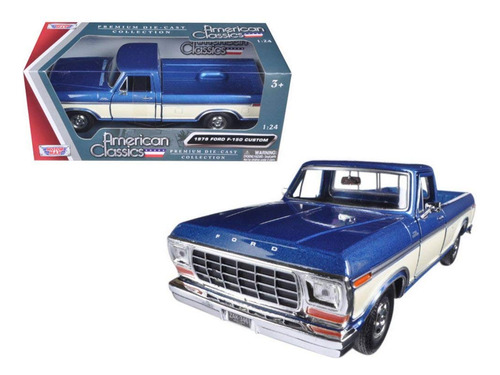 Motormax 1979 Ford F-150 Pickup Truck 2 Tonos, Azul Con Crem