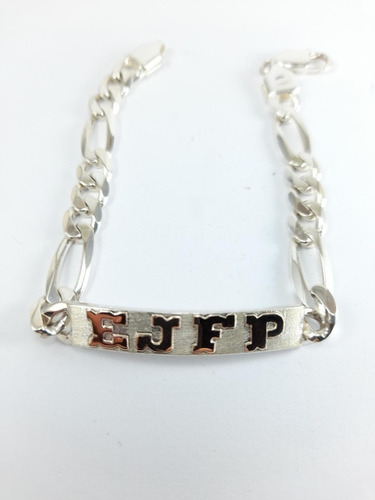 Pulsera Plata 925 Importada Con Letras Relieve Oro (p45)