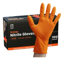 Comprar Guantes Desechables Nitrilo Naranja 8 Mil Industrial Textura
