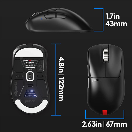 Mouse Pulsar Xlite V3 Es Edition Red 4k Wireless 65g Size2