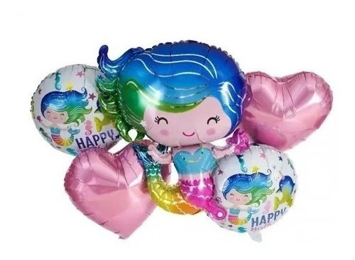 Kit De Globos Metálicos Fiesta Infantil De Sirena  #7