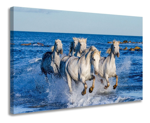 Kit Quadro Luxo Decoração Sala Quarto Parede Cavalos Moderno Cor Preto Cor Da Armação Borda Infinita