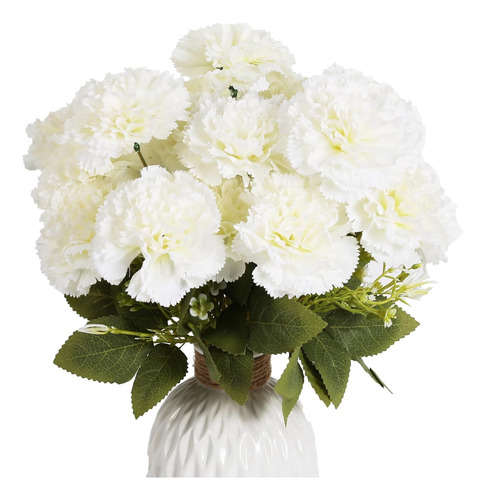 Ramo Rosas Artificiales Clavel X 6 Unidades Pack Deco Color Blanco