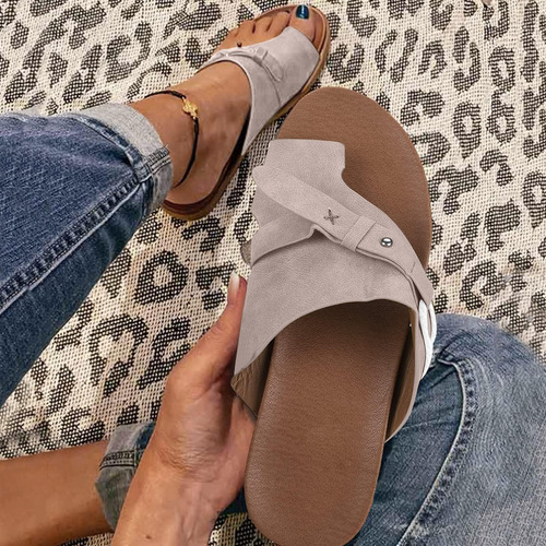 Sandalias Planas C De Verano De Color Liso Para Mujer