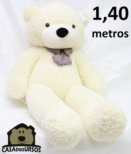 Urso Branco Polar Creme Grande Gigante Cheio 1,40 Mts 140 Cm