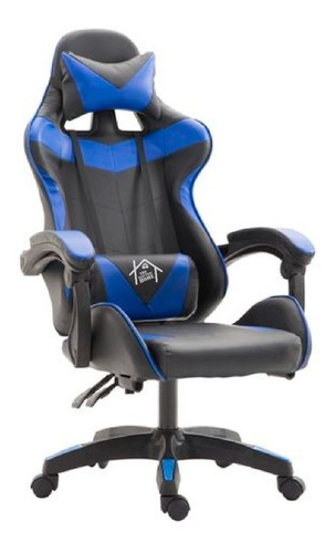 Silla de escritorio The Electric Home ejecutivo gerencial oficina silla escritorio premium RF-2332 gamer ergonómica  negra y azul con tapizado de cuero sintético