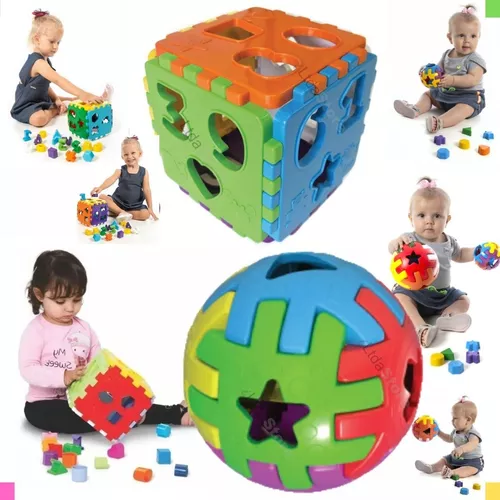 Cubo Didático Jogo De Encaixe As Peças Crianças Bebe 1 Ano - Kendy