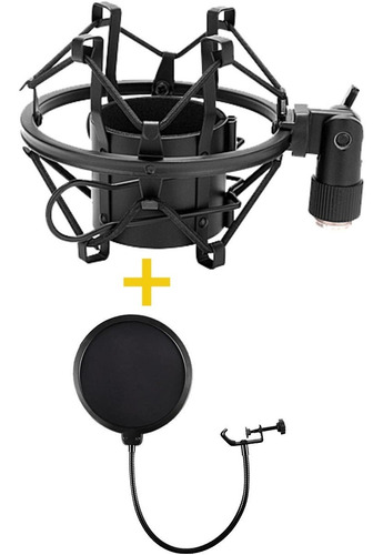 Kit Araña Shock Mount Y Filtro Antipop Locucion Doble Tela