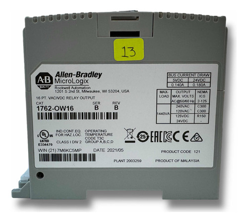 Allen Bradley 1762-ow16 Módulo De Salidas Micrologix 13 (Usado)