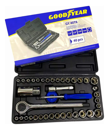 Juego Herramientas Llave Tubo Combinadas 40 Pc Mecánica Auto Negro