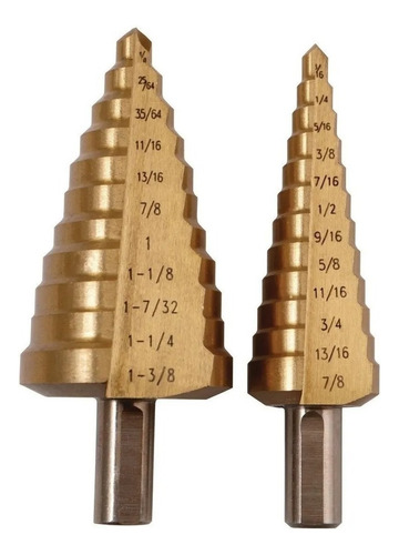 2 Brocas Conicas Nitruro De Titanio Cubiertas De Acero