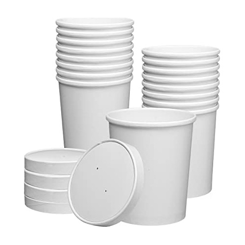 32 Oz. Paper Food Containers With Vented Lids, To Go Ho...