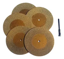 Comprar 5 Disco Diamantados Dorados 60mm Y Vastago Para Dremel